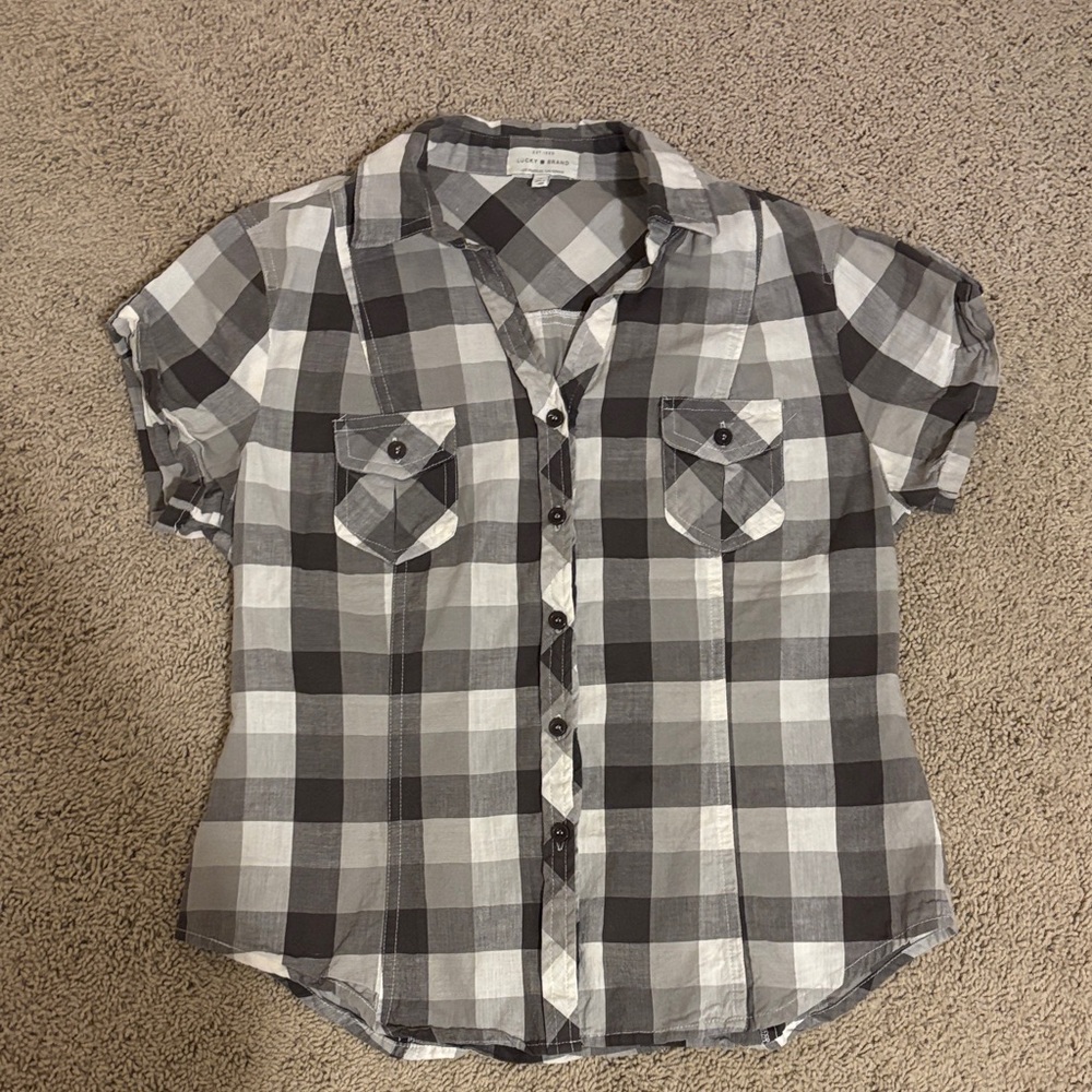 Lucky Brand Black and White Checkered Shirt
